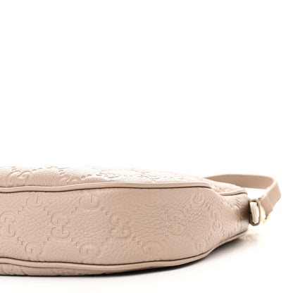 Gucci Grainy Calfskin GG Embossed Emblem Medium Half Moon Shoulder Bag Taupe 10 of 10