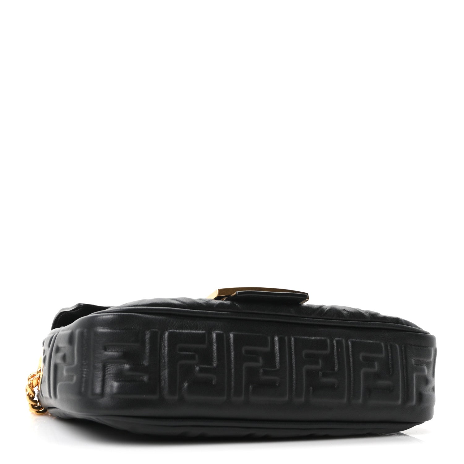 Fendi Nappa Small FF Embossed Midi Chain Baguette Black 4 of 10