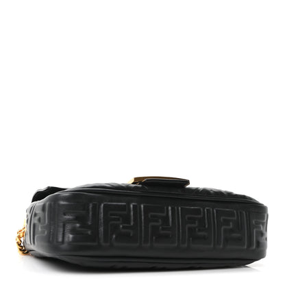 Fendi Nappa Small FF Embossed Midi Chain Baguette Black 4 of 10