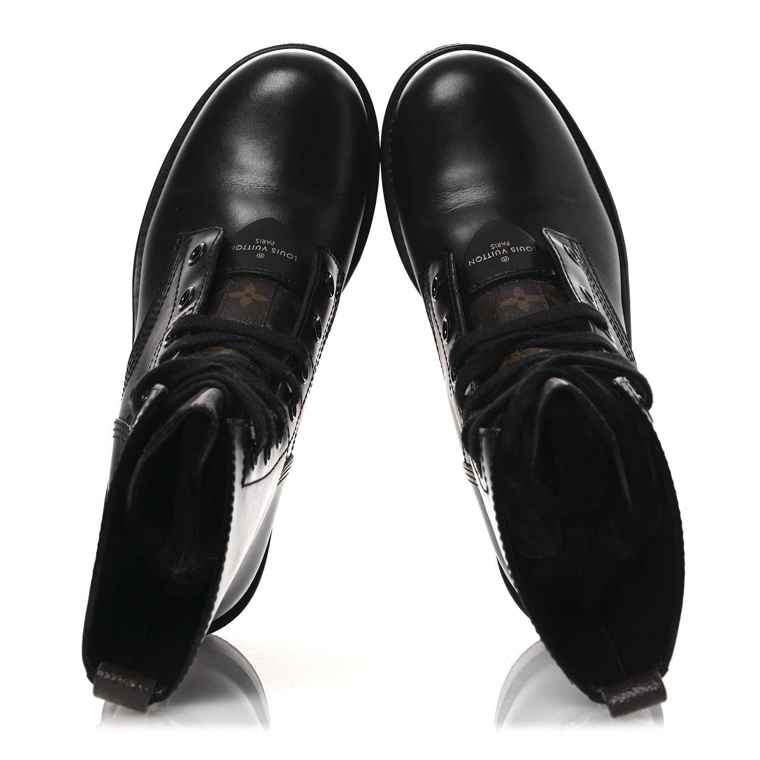Louis Vuitton Calfskin Monogram Metropolis Flat Ranger Boots 37.5 Black 2 of 13