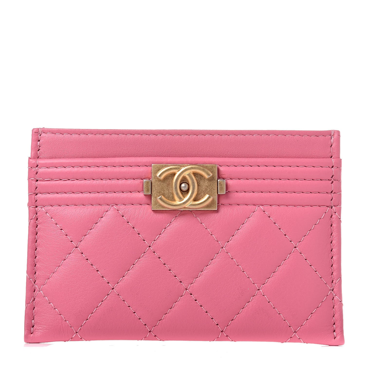 Chanel Lambskin Quilted Boy Card Holder Pink 1 of 11