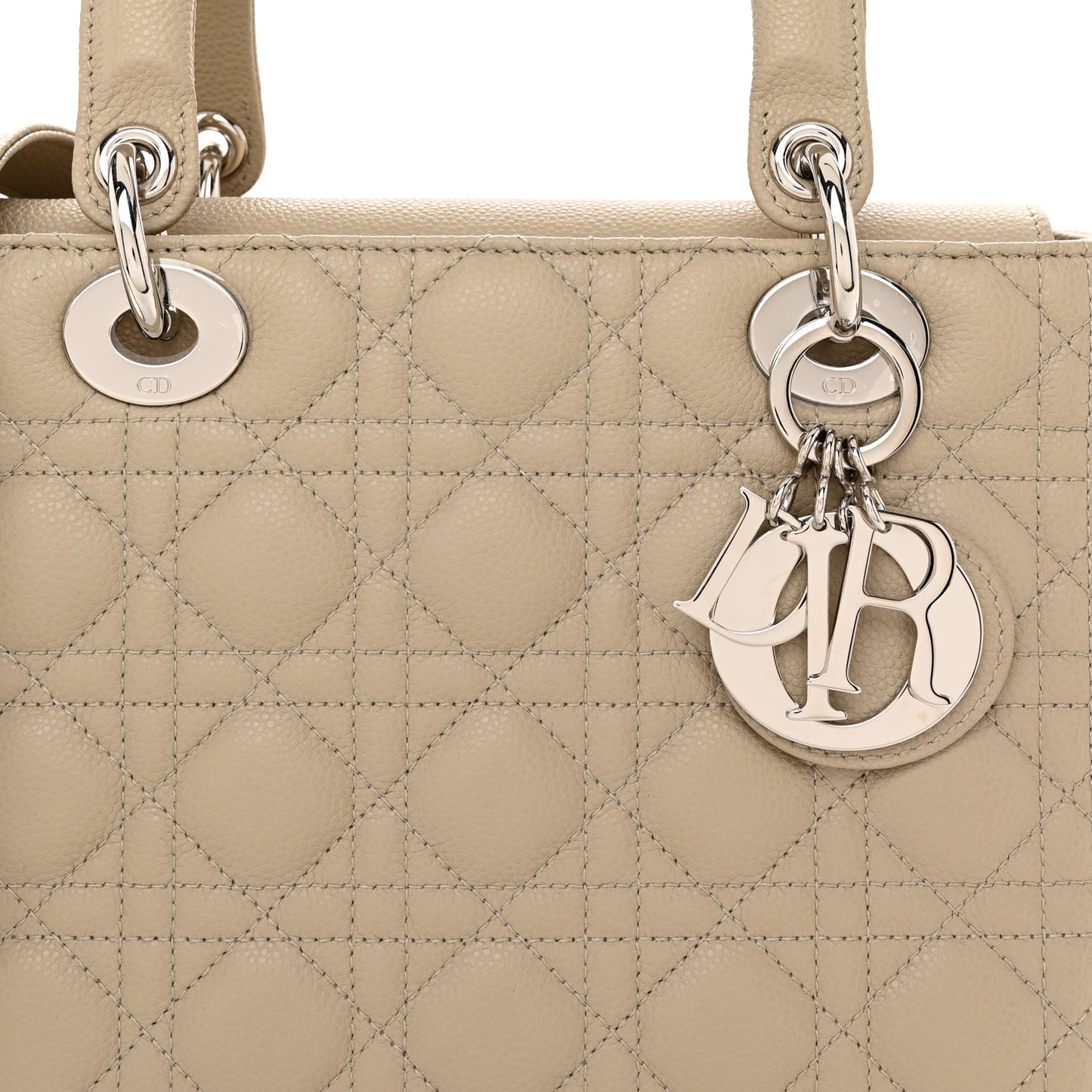 Grained Calfskin Cannage Medium Lady Dior Sable