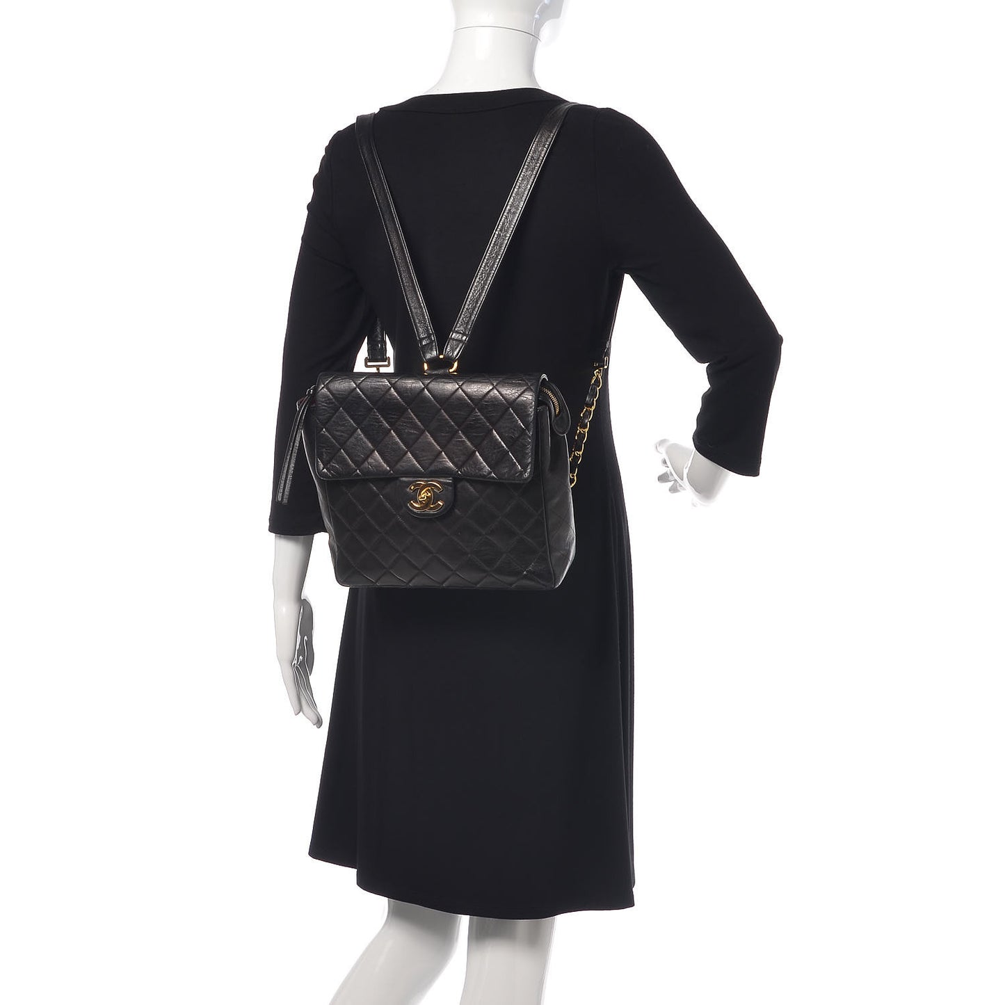 Lambskin Quilted Backpack Black
