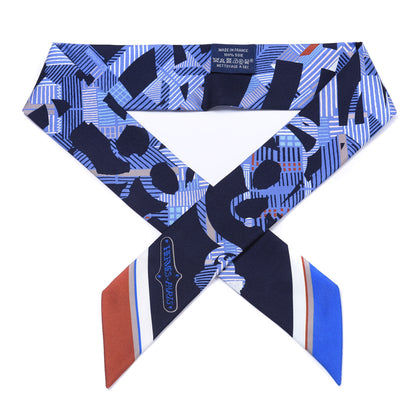 Hermes Silk Cavalcadour Morning Twilly Marine Tabac Blue Jean 1 of 4