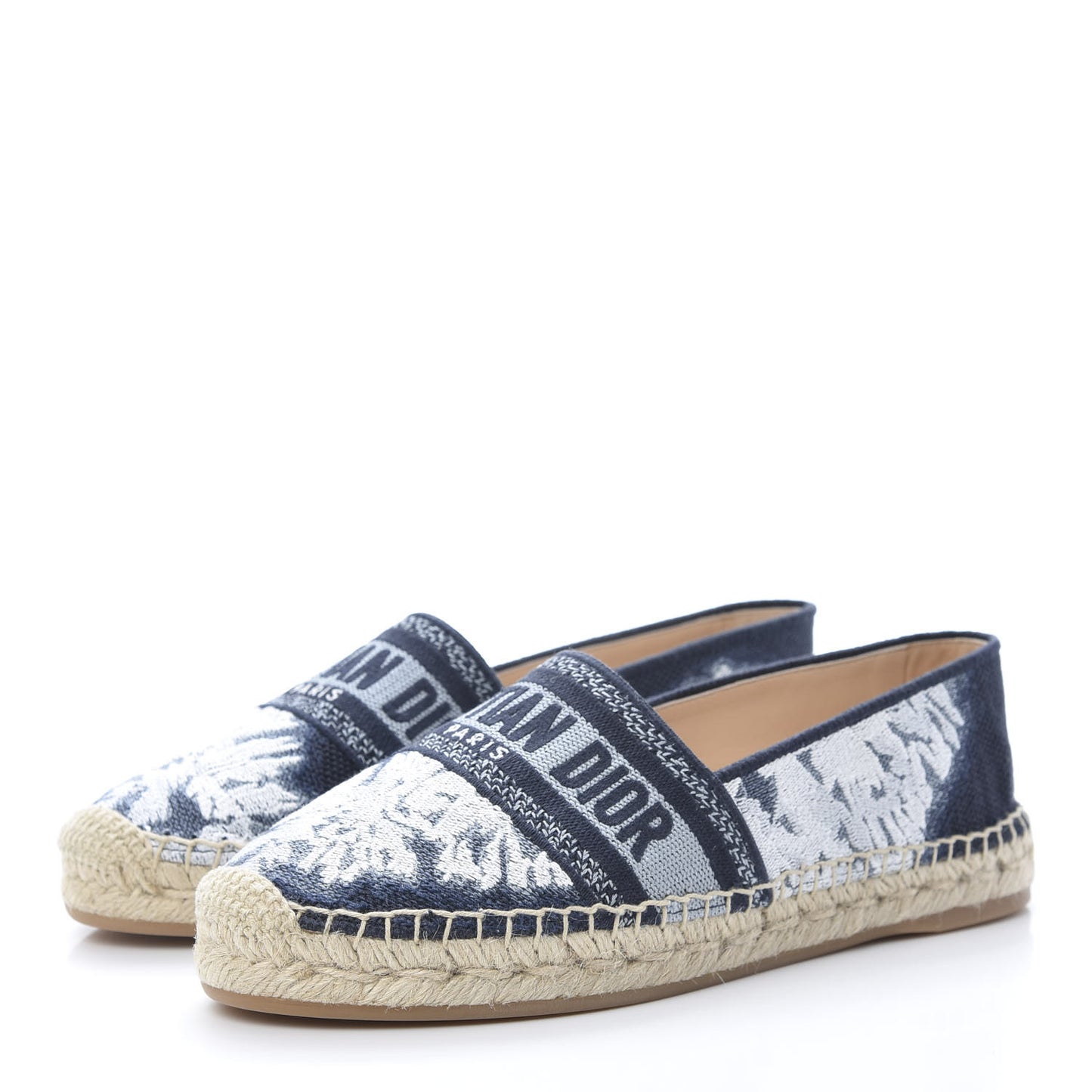 Canvas Tie and Dior Embroidered Granville 15mm Espadrilles 38 Denim