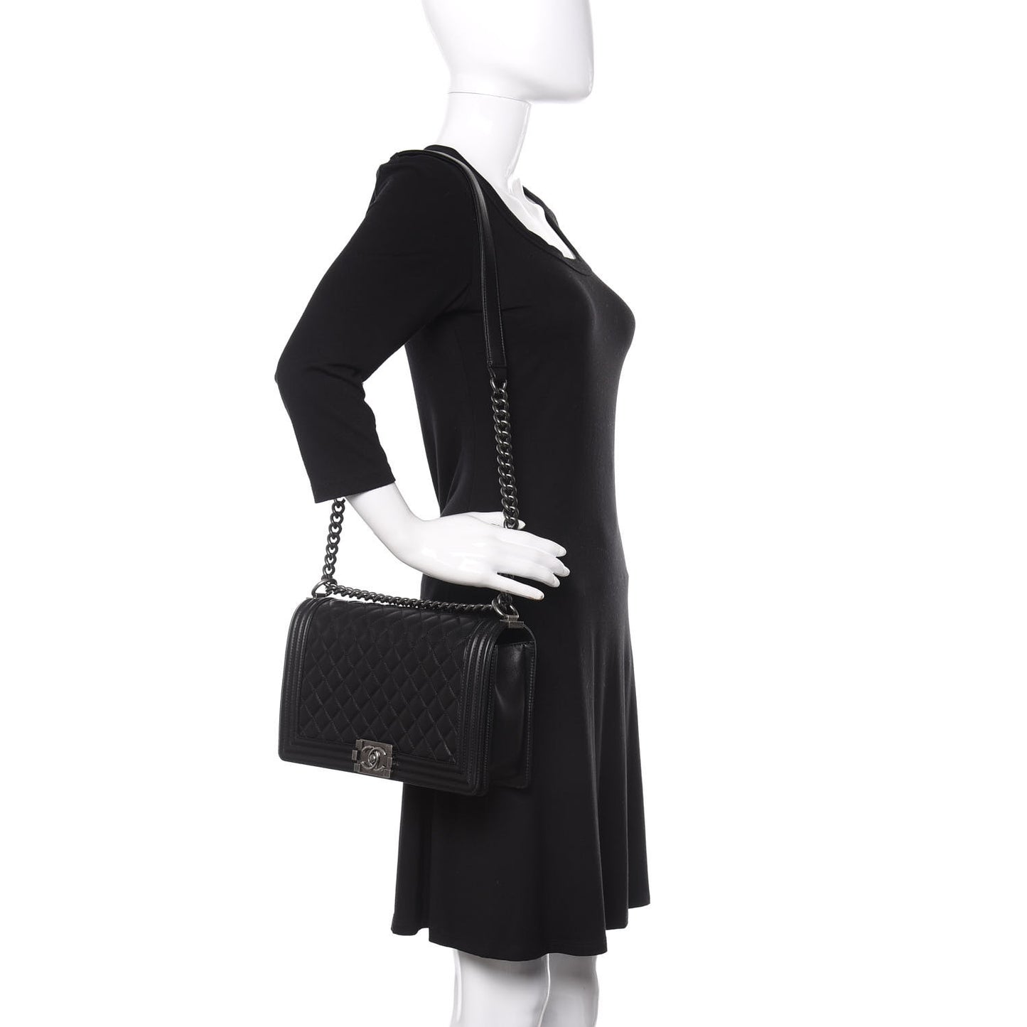 Lambskin Quilted New Medium Boy Flap Black
