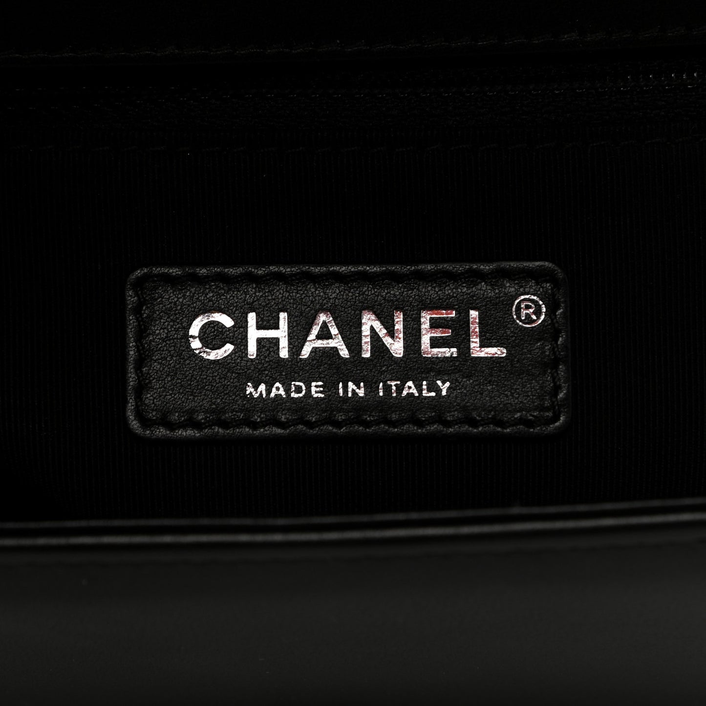 Calfskin Chevron Quilted Medium Boy Flap Black