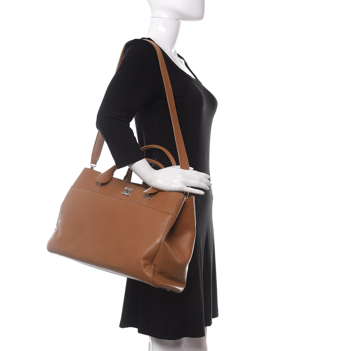 Caviar Large Cerf Executive Shopper Tote Camel