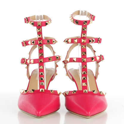 Valentino Garavani Pebbled Calfskin Rockstud Ankle Strap 65mm Pumps 39 Cyclamin 2 of 7