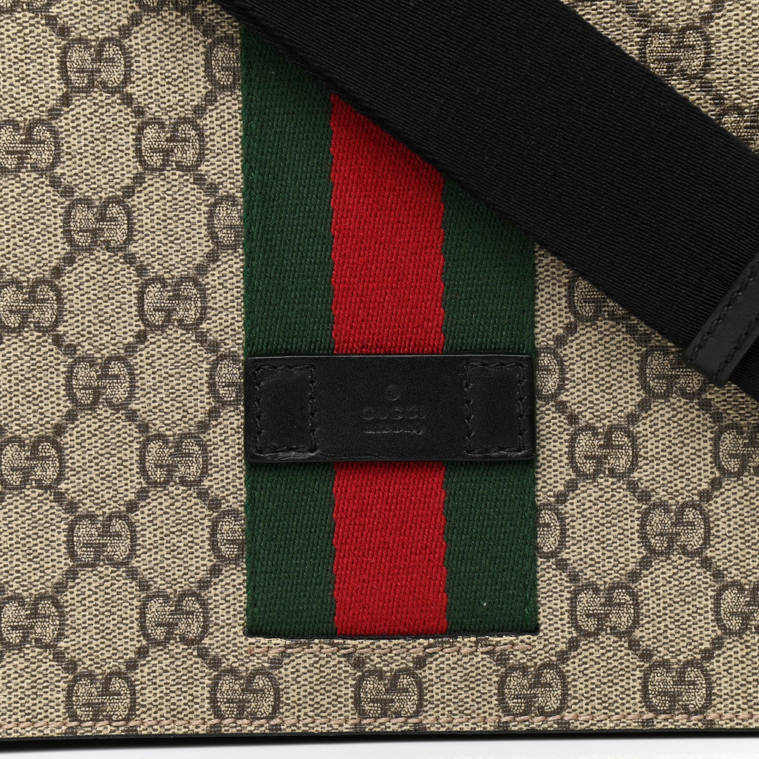 Gucci GG Supreme Monogram Web Flap Messenger Bag Black 8 of 9