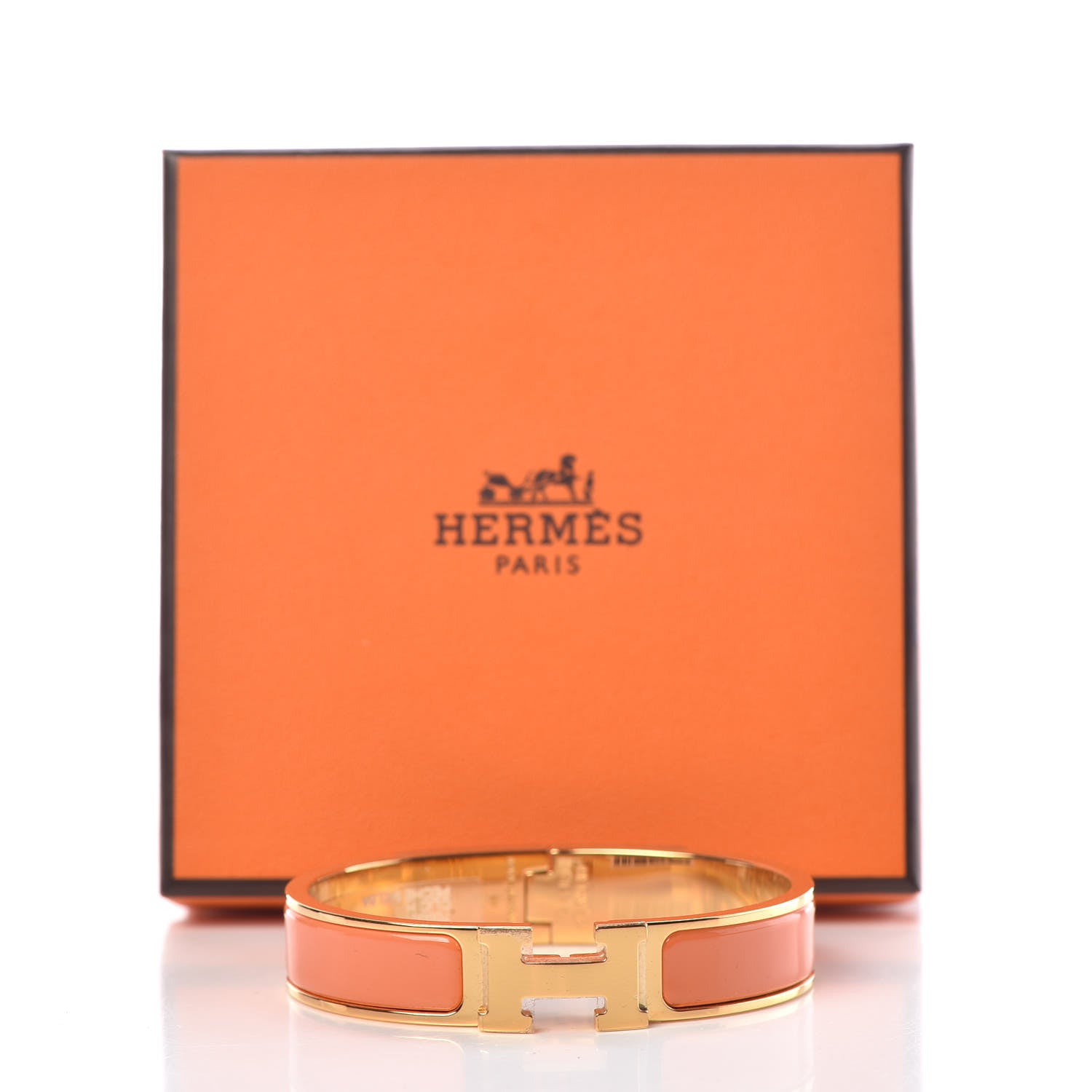 Hermes Enamel Narrow Clic Clac H Bracelet PM Peach Melba 5 of 5