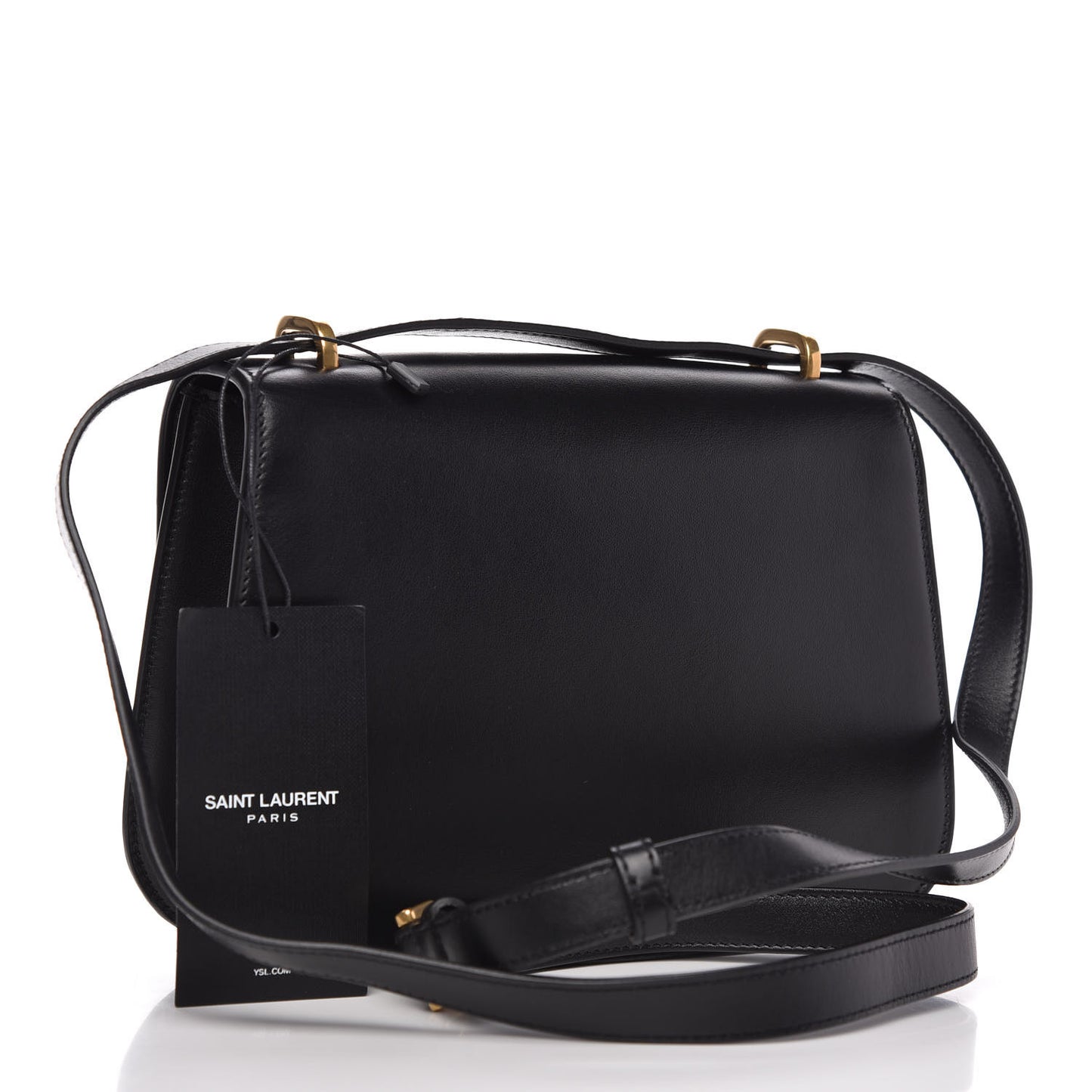 Smooth Calfskin Small Spontini Saddle Bag Black