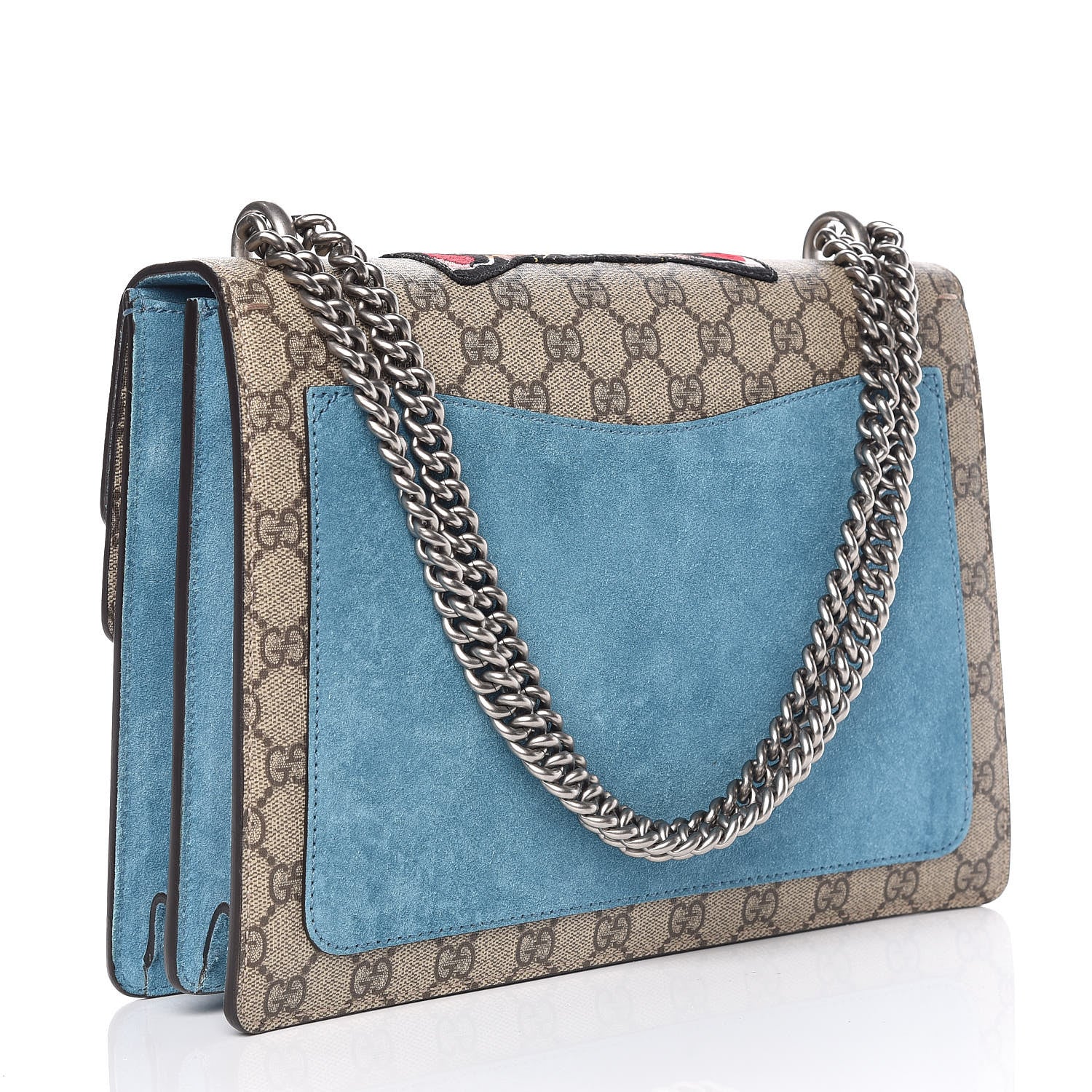 Gucci GG Supreme Monogram Angry Cat Embroidered Medium Dionysus Shoulder Bag Beige Ultramarine 3 of 11