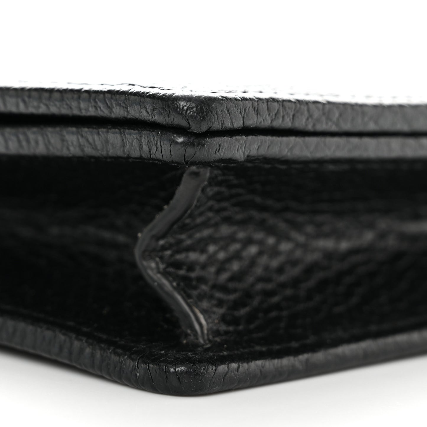 Dollar Calfskin Enamel Monochrome Mini GG Marmont Chain Wallet Black