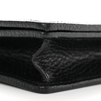 Gucci Dollar Calfskin Enamel Monochrome Mini GG Marmont Chain Wallet Black 9 of 11