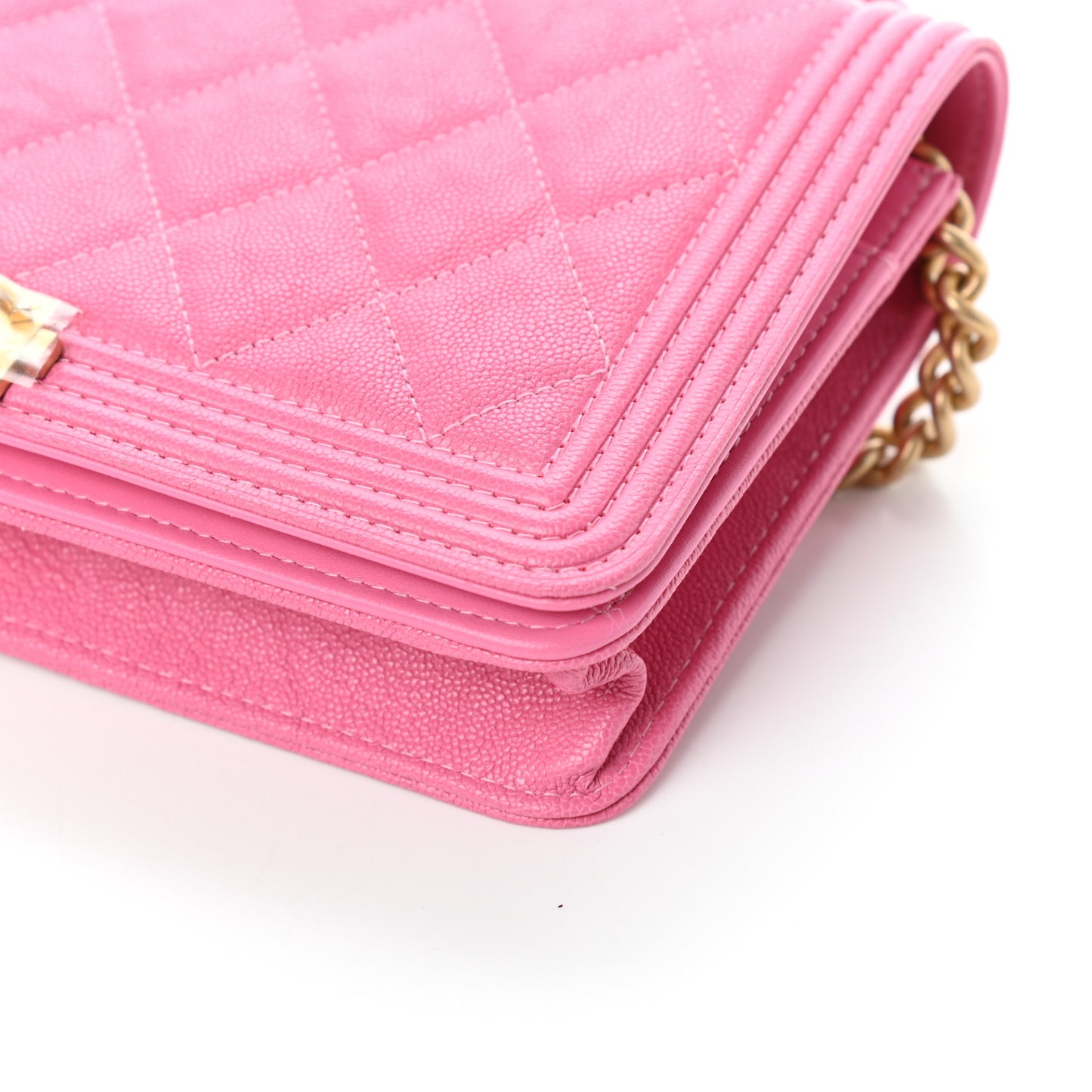 Caviar Quilted Boy Wallet On Chain WOC Pink