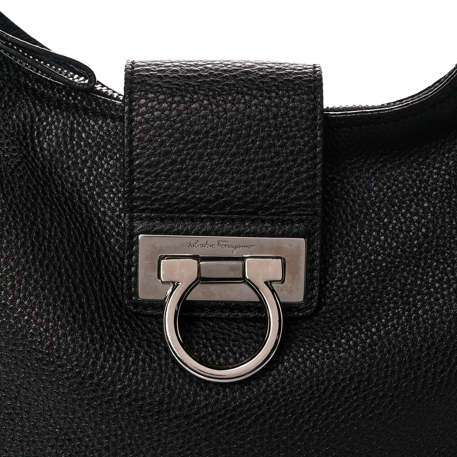 Salvatore Ferragamo Calfskin Fanisa Gancini Hobo Black 9 of 13