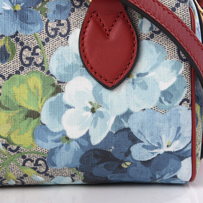 Gucci GG Supreme Monogram Blooms Mini Boston Navy Blue Hibiscus 7 of 9