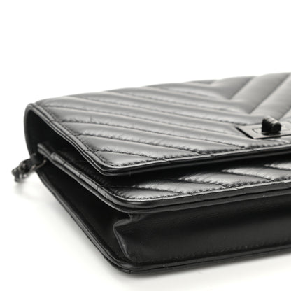 Chanel Aged Calfskin Chevron Quilted Reissue Wallet On Chain WOC So Black 9 of 11
