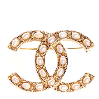 Chanel Pearl Large CC Brooch Gold 1 of 4