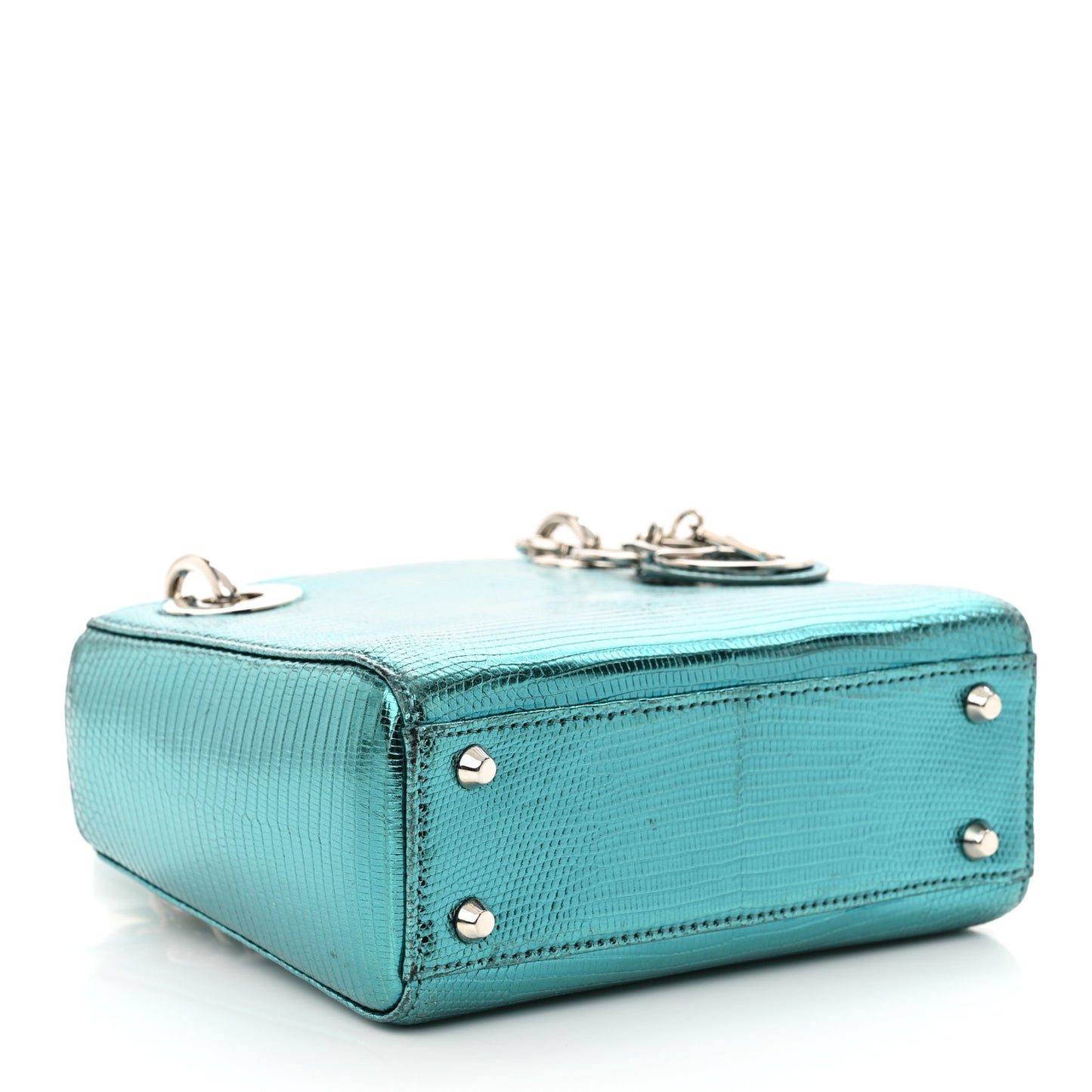 Metallic Lizard Mini Lady Dior Blue