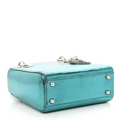 Christian Dior Metallic Lizard Mini Lady Dior Blue 4 of 14