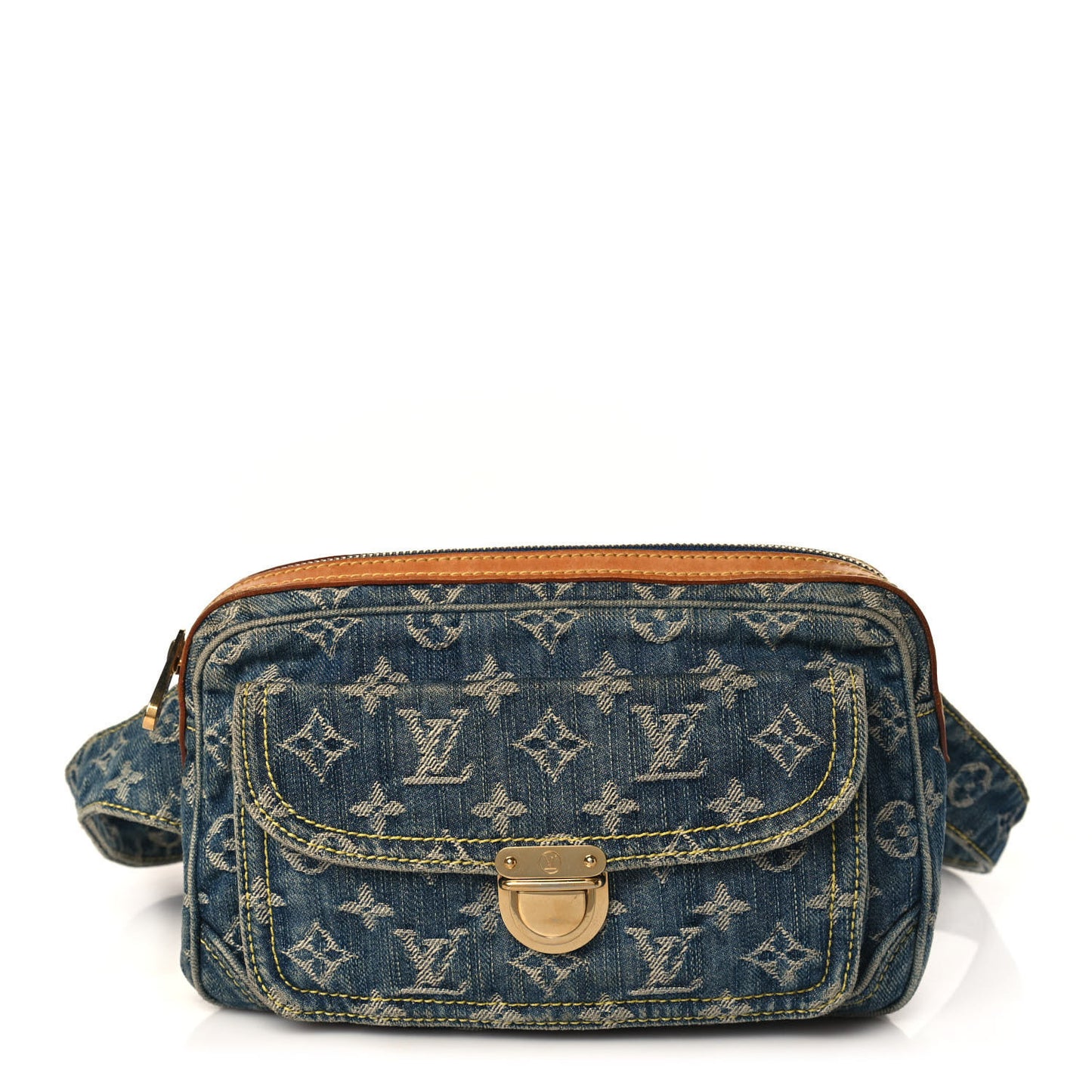 Monogram Denim Bum Bag Blue