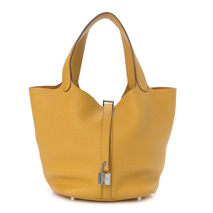 Hermes Taurillon Clemence Picotin Lock 22 MM Jaune Ambre 1 of 9