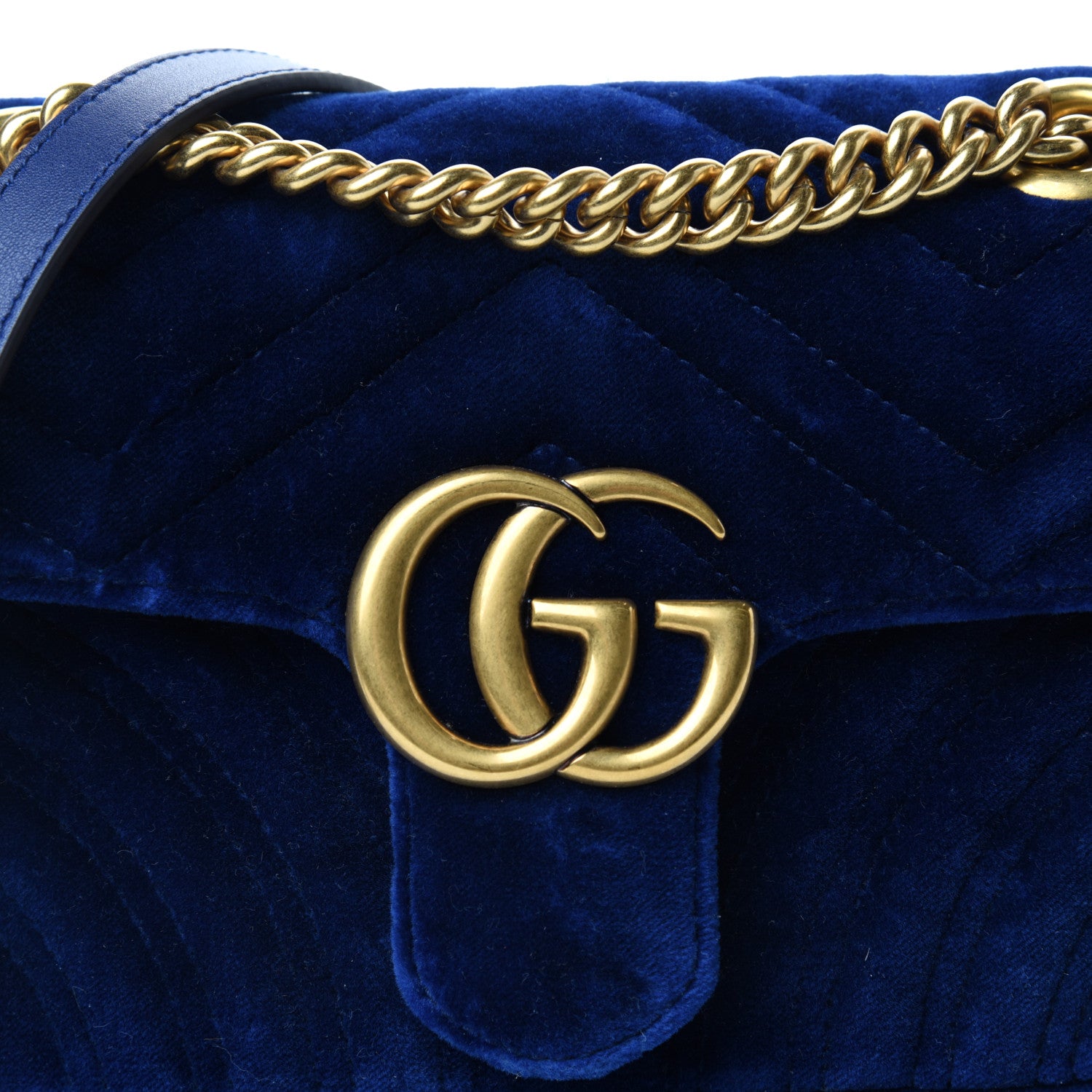 Gucci Velvet Matelasse Mini GG Marmont Shoulder Bag Cobalt Blue 10 of 10