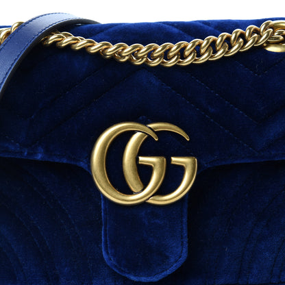 Gucci Velvet Matelasse Mini GG Marmont Shoulder Bag Cobalt Blue 10 of 10