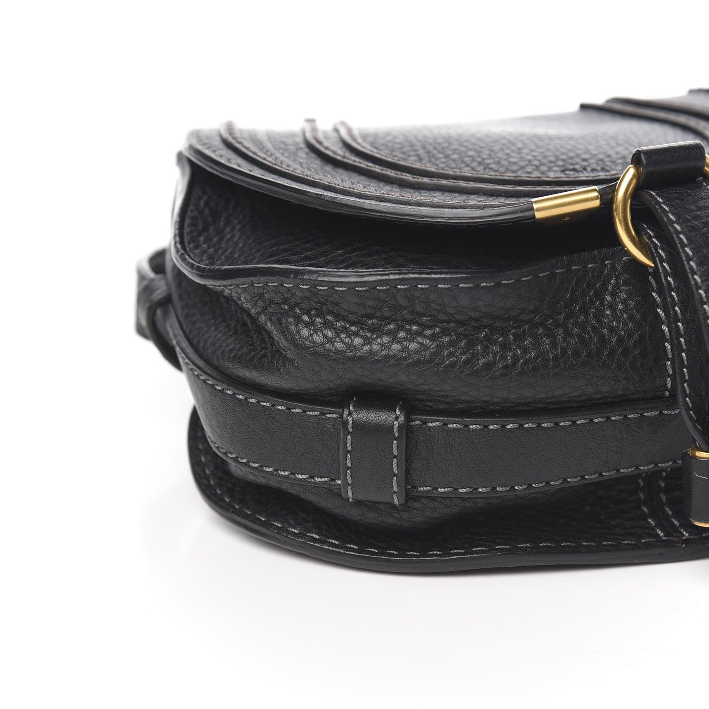 Calfskin Mini Marcie Round Crossbody Bag Black