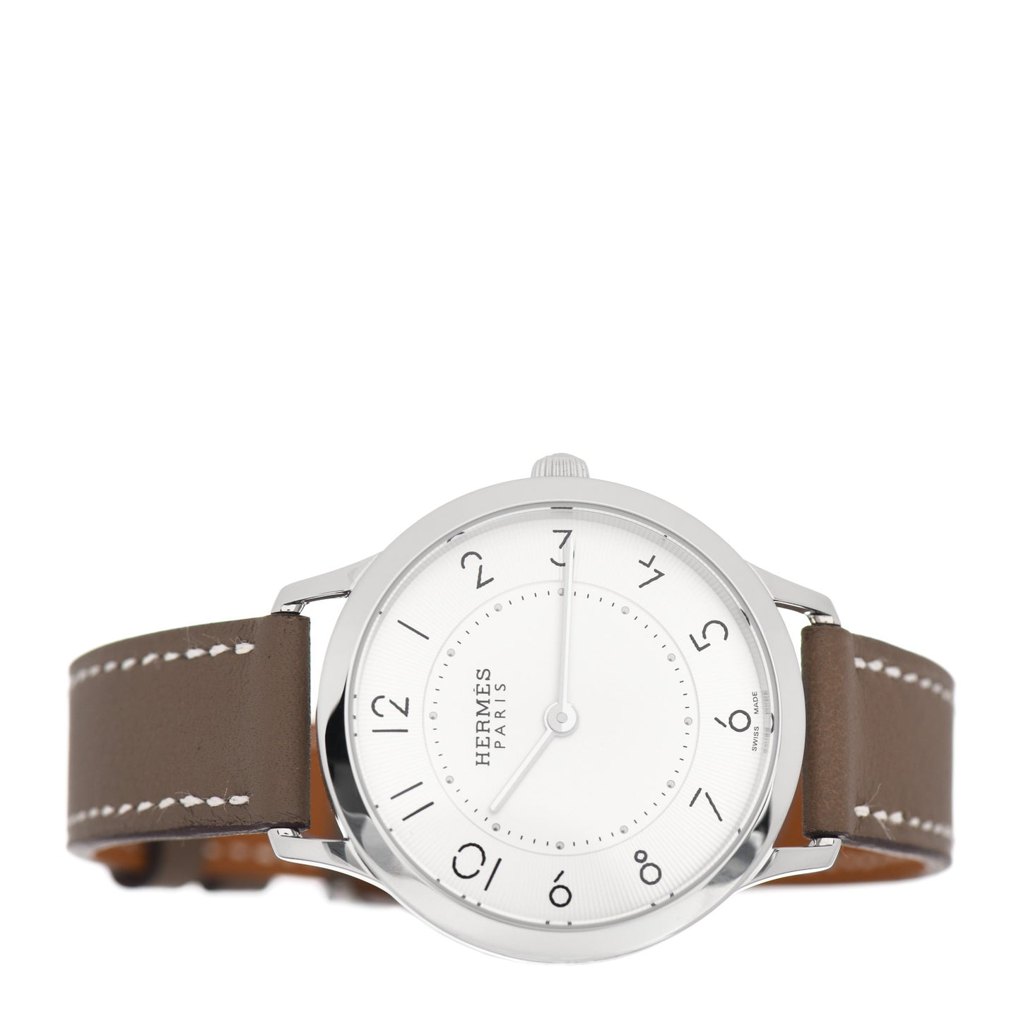 Stainless Steel Swift 32mm Slim d'Hermes Quartz Watch Etoupe