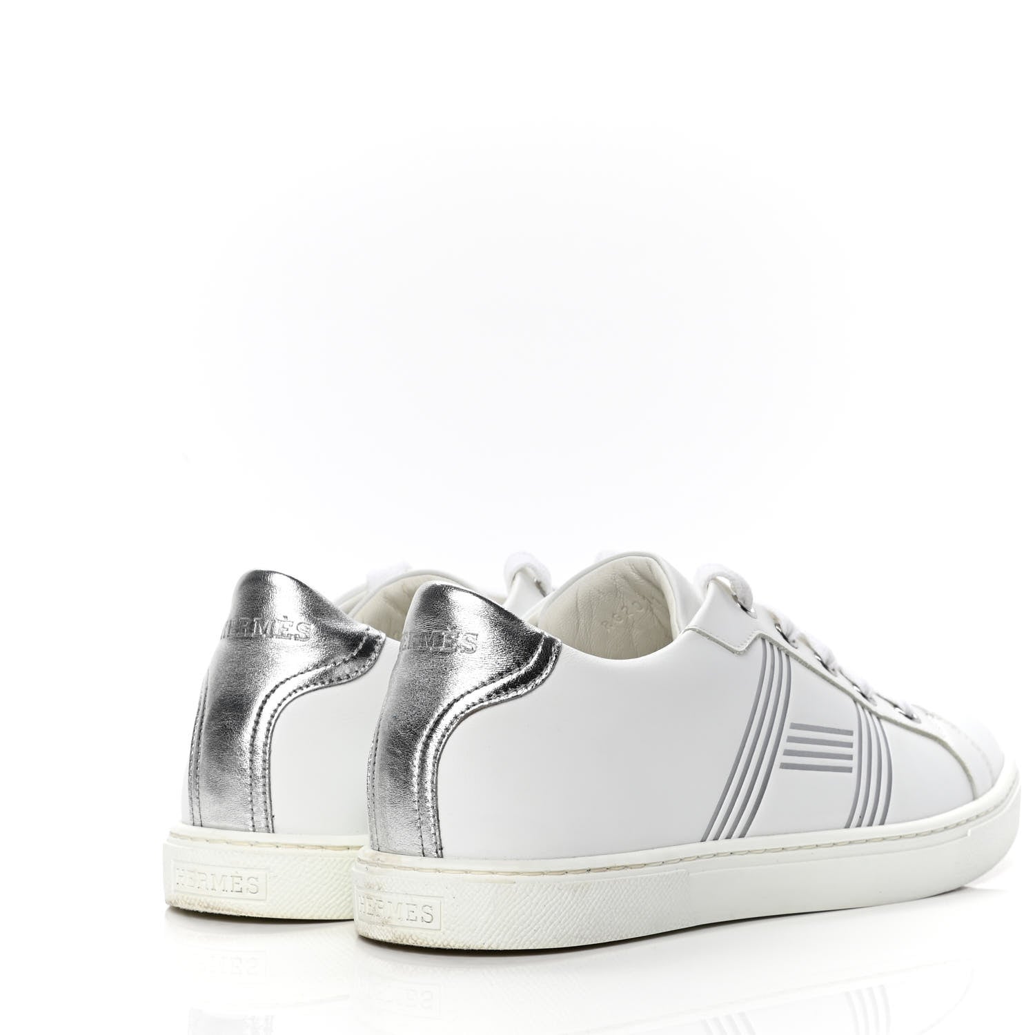 Hermes Nappa Womens Avantage Sneakers 38 White Argent 3 of 6