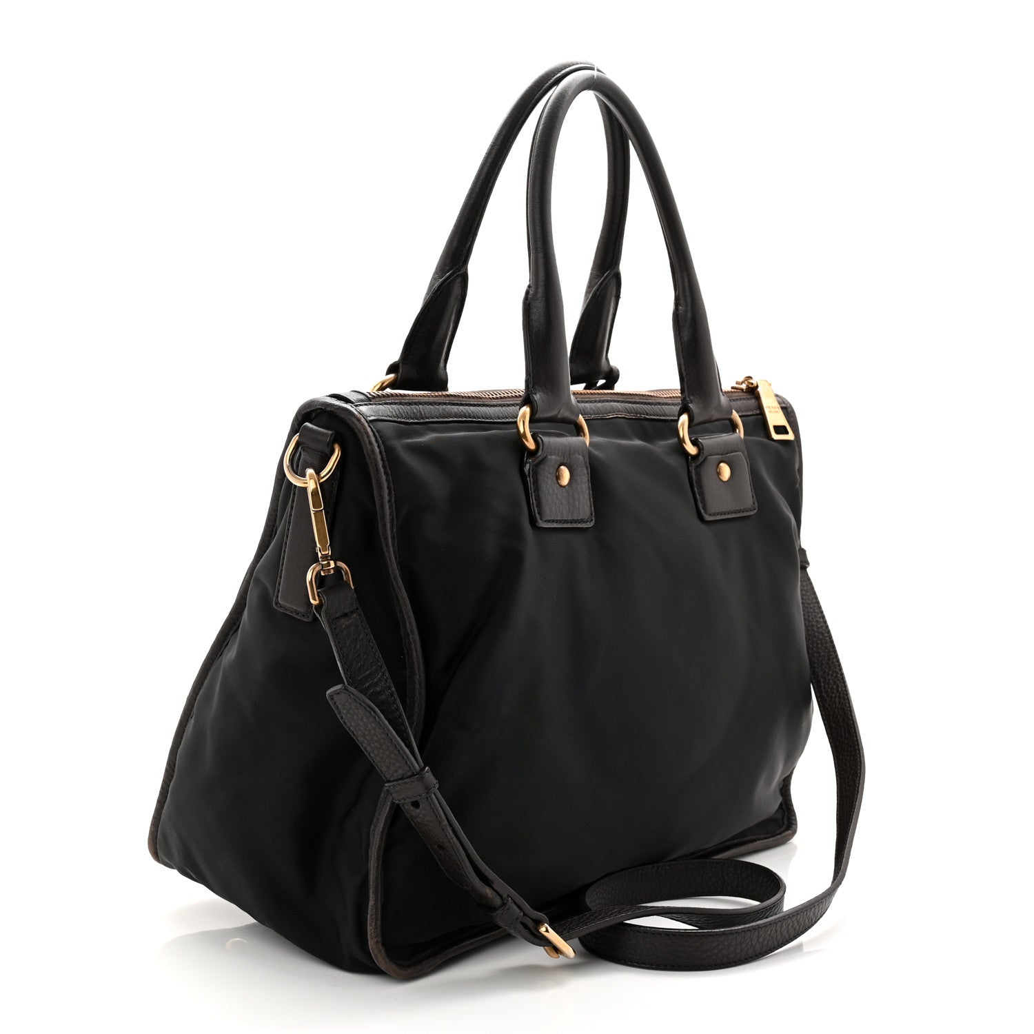 Prada Tessuto Nylon Double Zip Logo Tote Black 1825634 – FASHIONPHILE