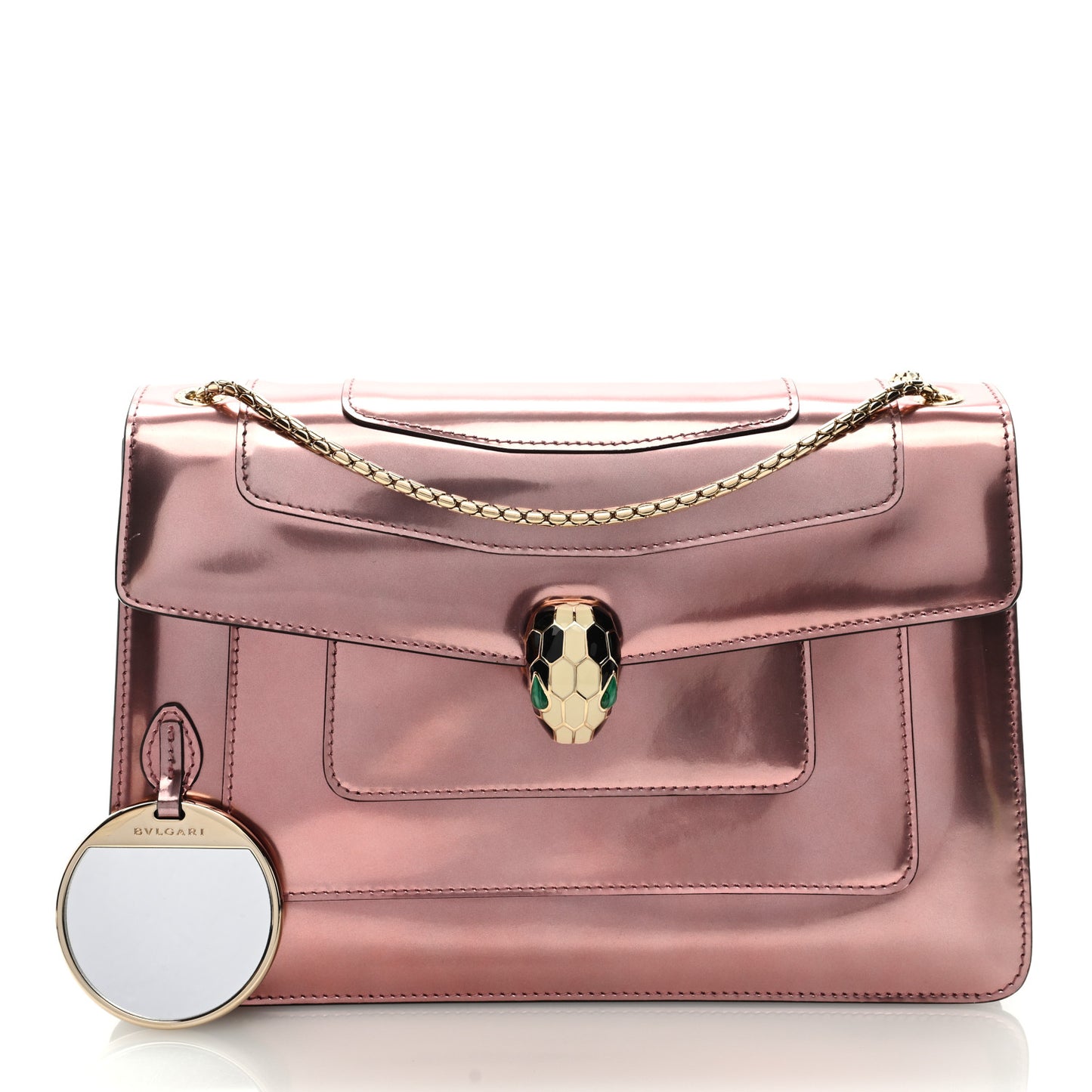Metallic Calfskin Serpenti Forever Crossbody Bag Rose Quartz