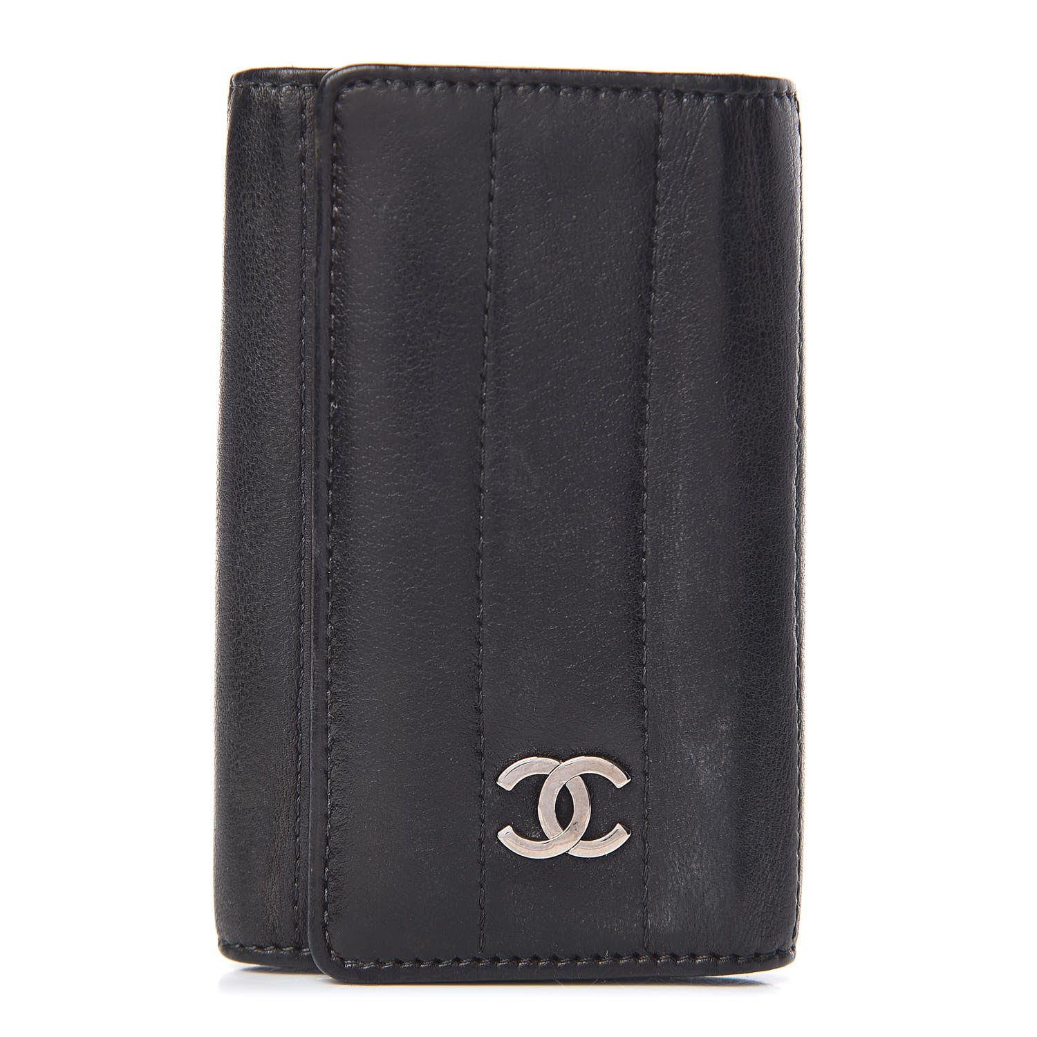 Chanel Lambskin Vertical Quilted 6 Key Holder Black 1 of 16