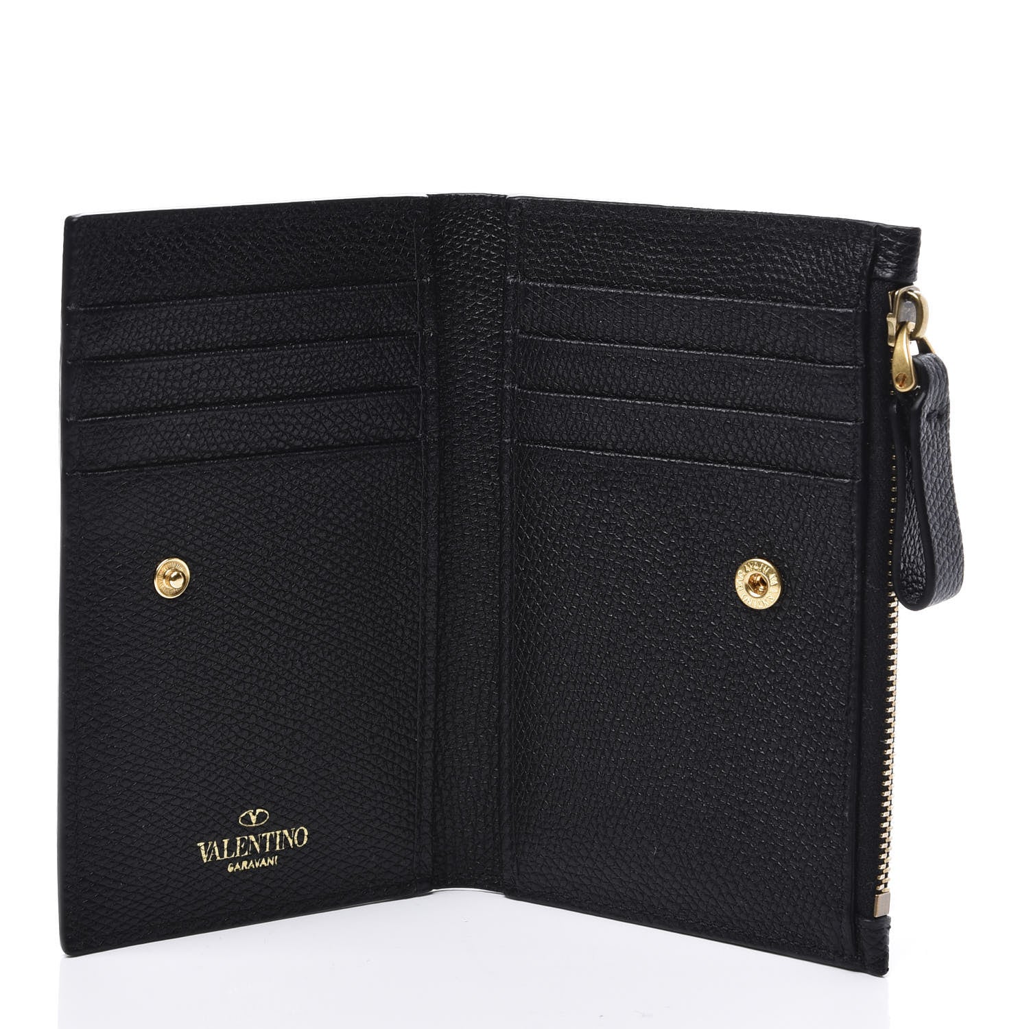 Valentino Garavani Grained Calfskin VLogo Coin Case Card Holder Black 4 of 8