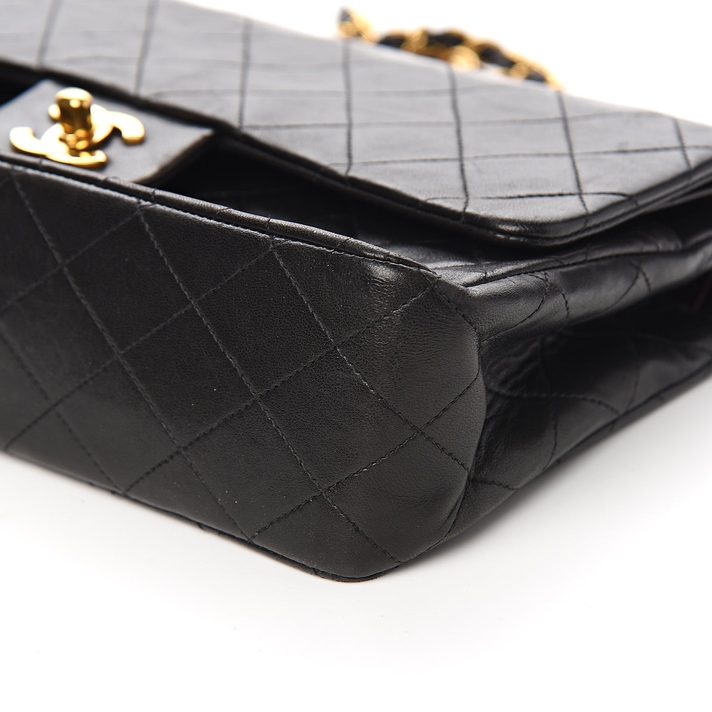 Lambskin Quilted Medium Double Flap Black
