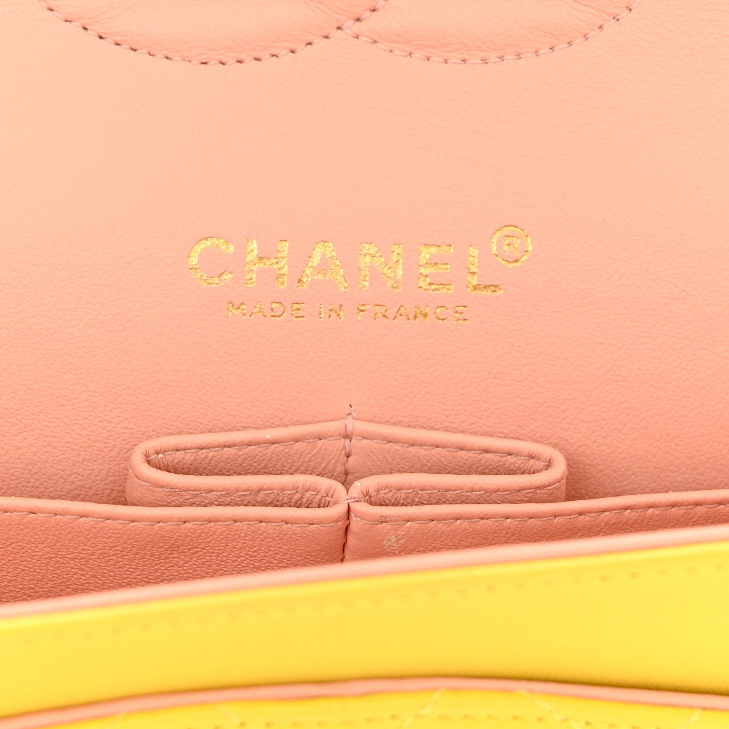 Chanel Lambskin Quilted Medium Double Flap Yellow Pink 6 of 12