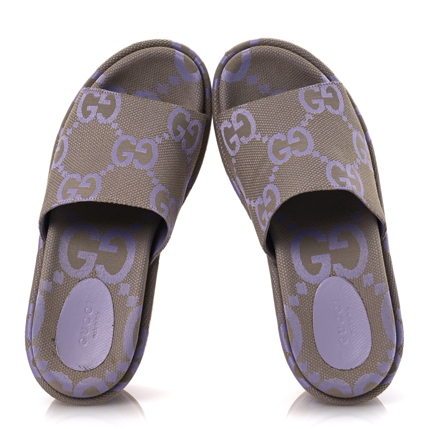 Monogram Jumbo GG Platform Slide Wedge Sandals 39 Beige Lapis
