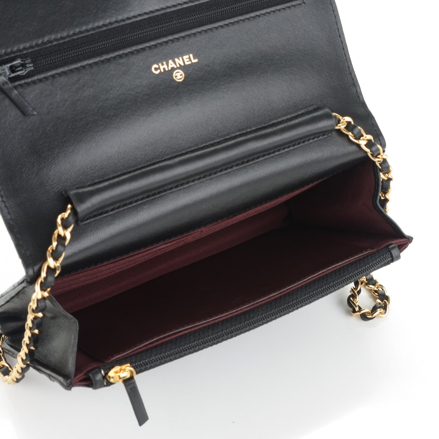 Lambskin Quilted Wallet On Chain WOC Black