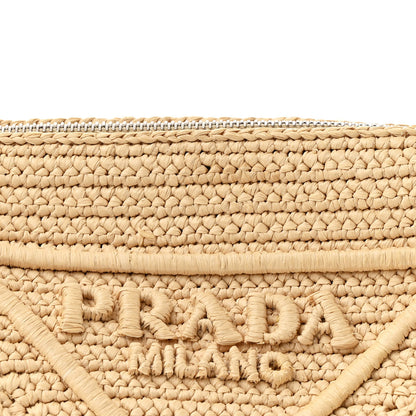 Prada Yarn Raffia Effect Crochet Triangle Shoulder Bag Naturale 9 of 11