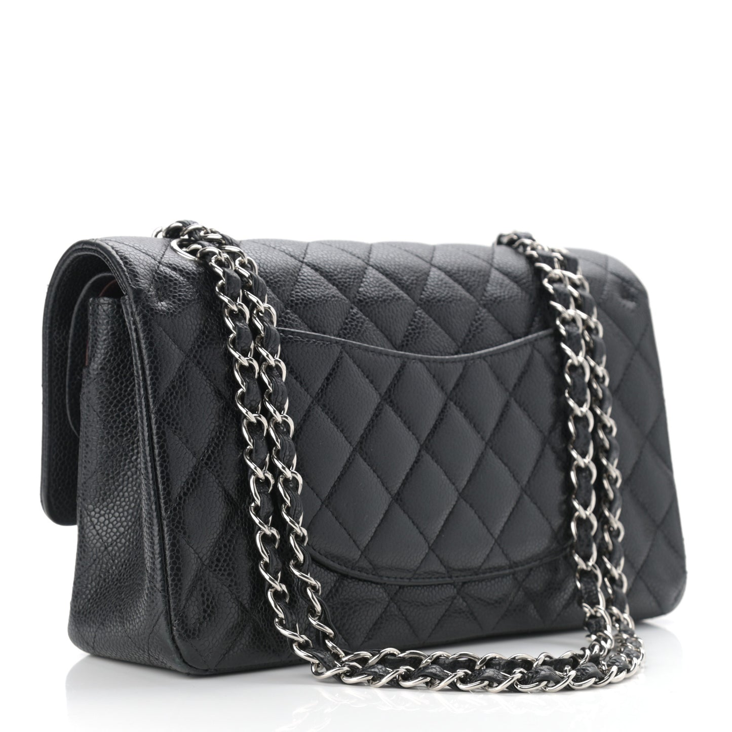 Caviar Quilted Medium Double Flap Black