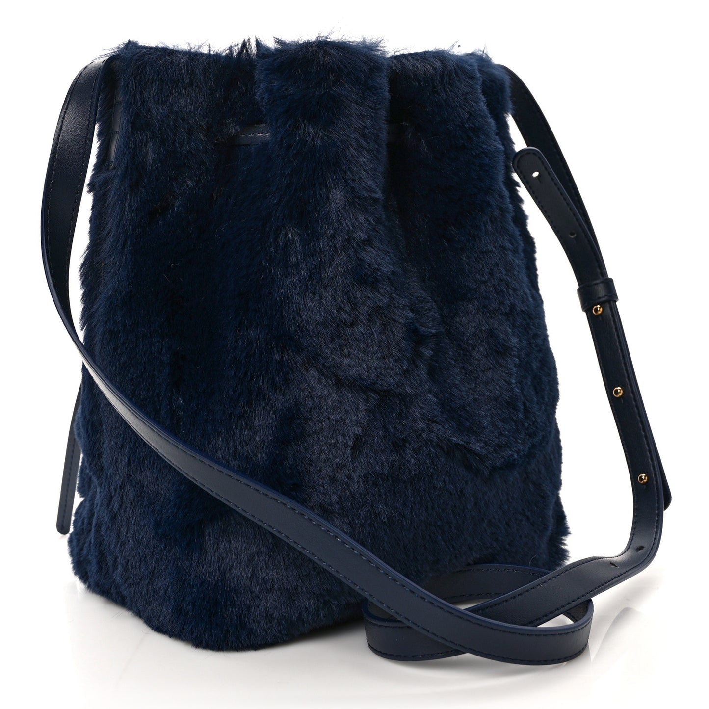 Faux Fur Mini Bucket Bag Blueberry