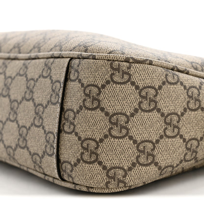 Gucci GG Supreme Monogram Textured Calfskin Medium Emblem Shoulder Bag Beige Dark Brown 10 of 10