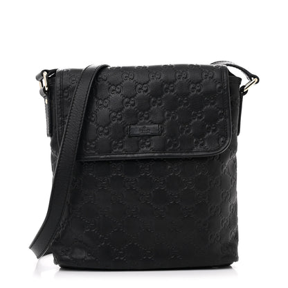 Gucci Guccissima Small Flap Messenger Bag Black 1 of 11