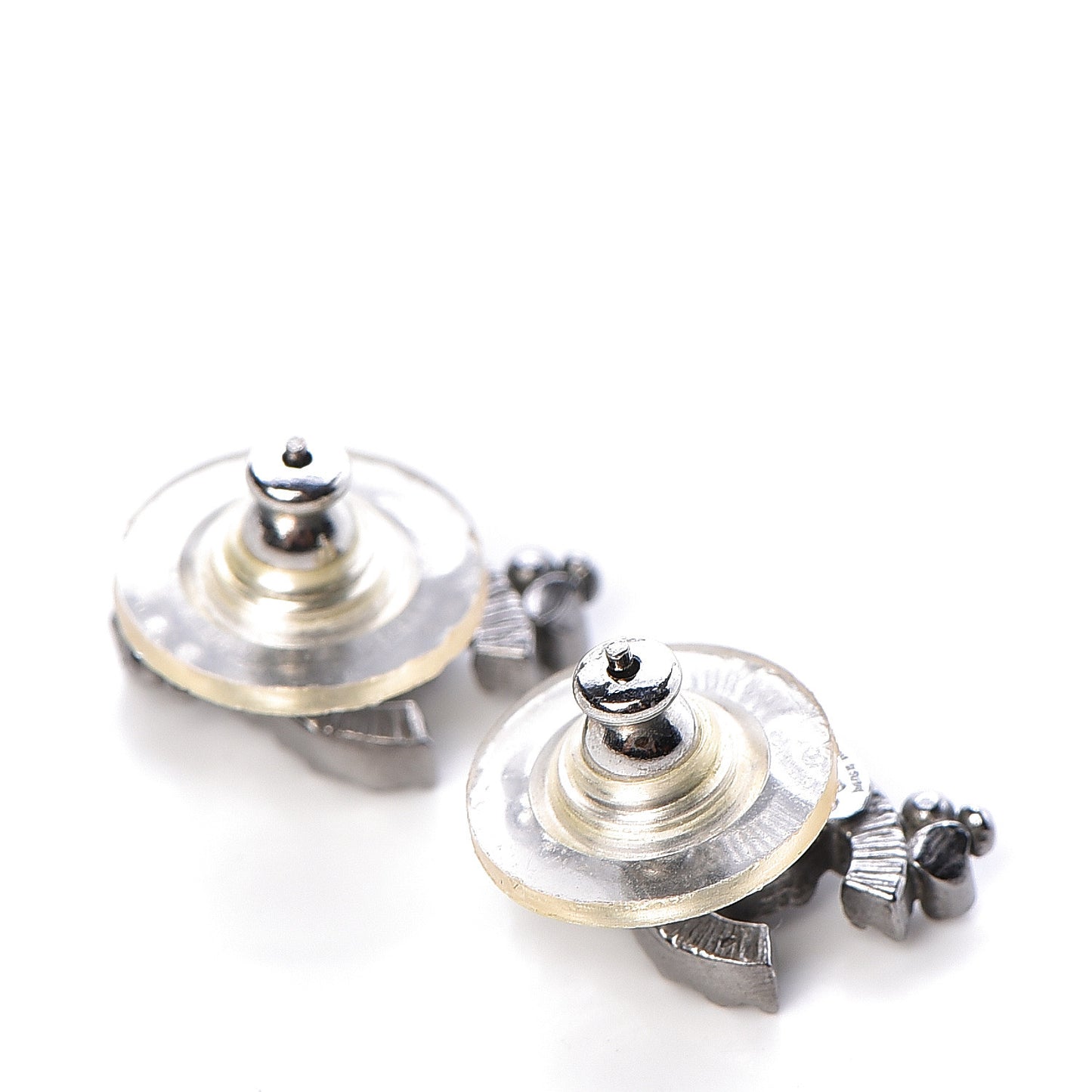 Crystal Textured CC Earrings Silver