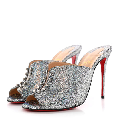 Christian Louboutin Nappa Mica PVC Glitter Predumule 100 Pumps 37.5 Silver 3 of 9