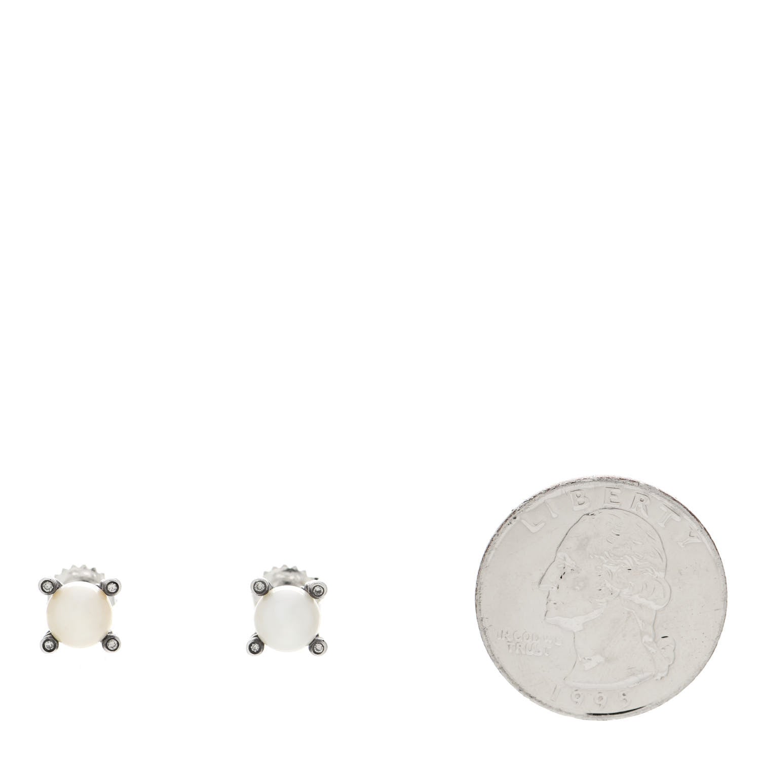 David Yurman Sterling Silver Diamond Pearl 6-6.5mm Cable Stud Earrings 2 of 7
