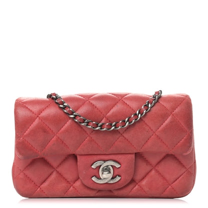 Chanel Lambskin Quilted Extra Mini Rectangular Flap Red 1 of 18